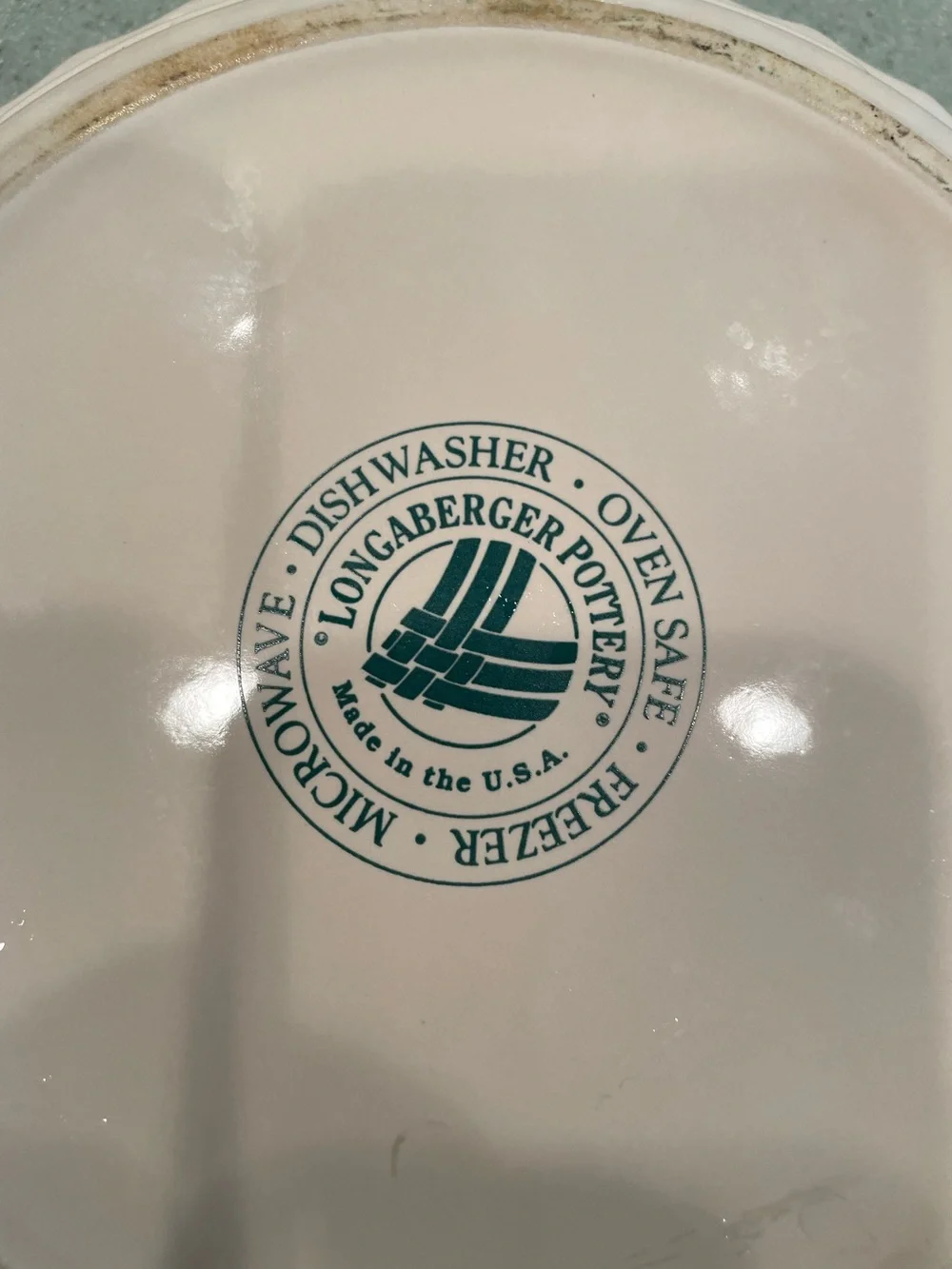 Longaberger Pottery Pie Plate Green Heritage 10” Made in USA